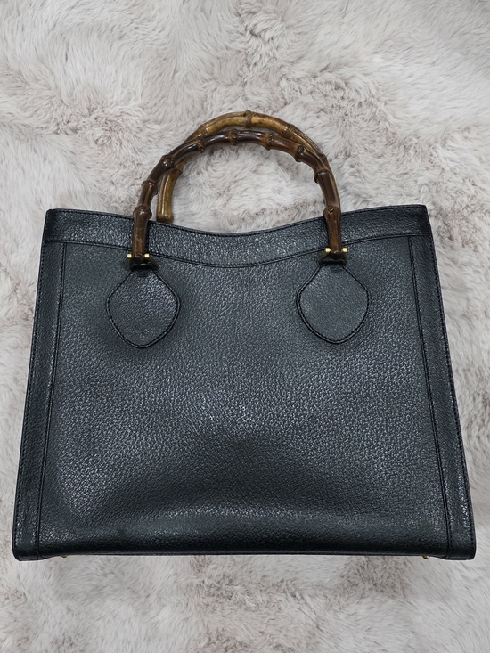 Handbags - Gucci Vintage Black Leather Tote with Bamboo Handles